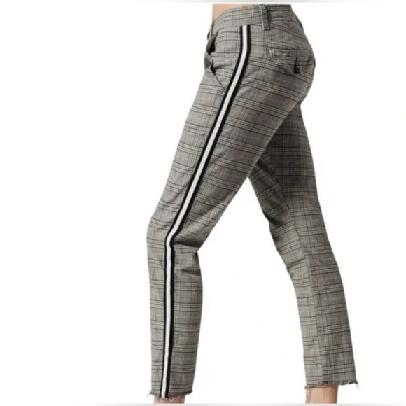 NSF Pants - NSF Tashi Plaid Raw Hem High Rise Cropped Pants